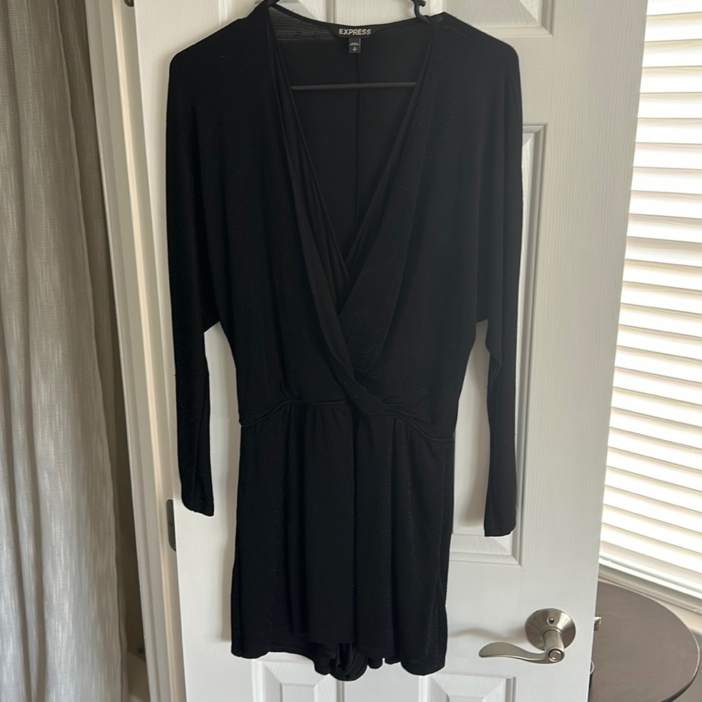 Express black, sparkle romper, long sleeves, size S